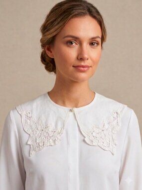 Cotton Lace Detachable White Square Collar